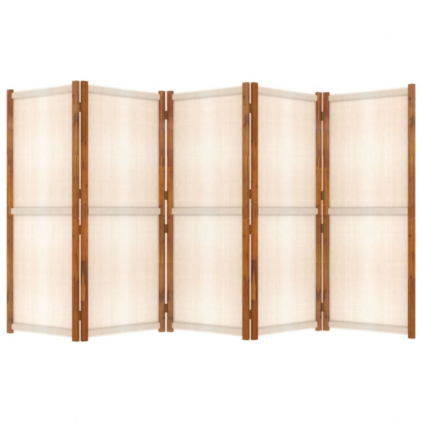 Biombo divisor de 5 paneles blanco crema 350x180 cm M 2