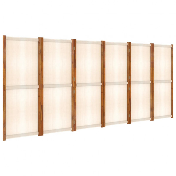 Biombo divisor de 6 paneles blanco crema 420x180 cm M 5