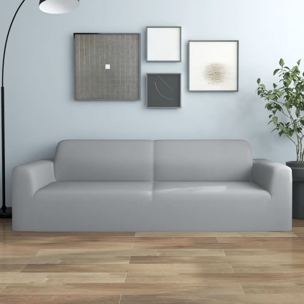 Funda elástica para sillón de 3 plazas poliéster jersey gris D