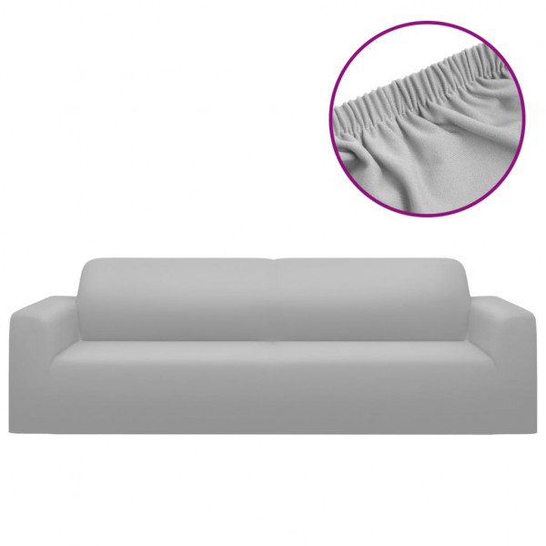 Funda elástica para sillón de 3 plazas poliéster jersey gris M 2