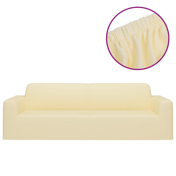Funda elástica para sillón de 3 plazas poliéster jersey crema M 2