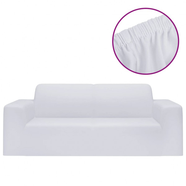 Funda elástica para sillón de 2 plazas poliéster jersey blanca M 2