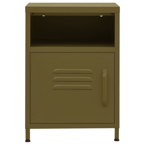 Mesa de cabeceira aço 35x35x51 cm verde-azeitona M 3