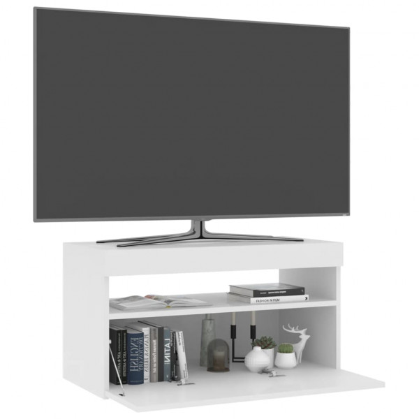 Móvel de TV com luzes LED 75x35x40 cm branco M 3