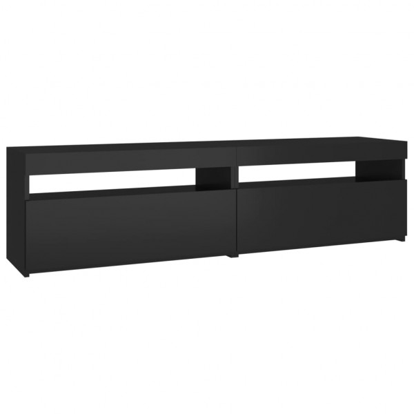 Muebles de TV con luces LED 2 unidades negro 75x35x40 cm M 2