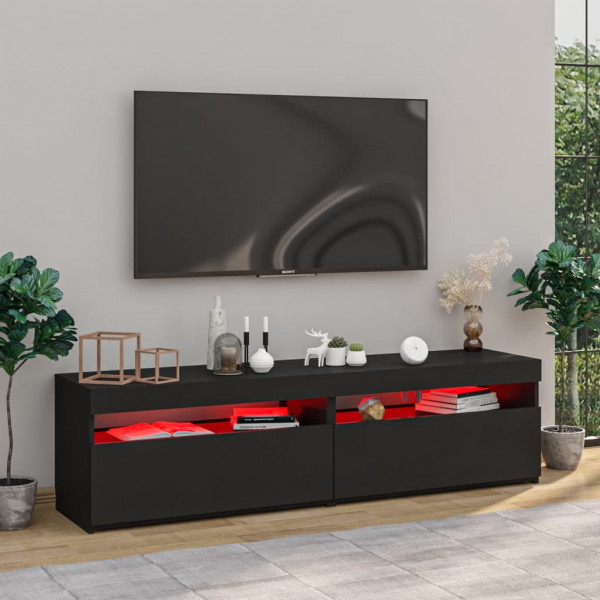 Muebles de TV con luces LED 2 unidades negro 75x35x40 cm M 5