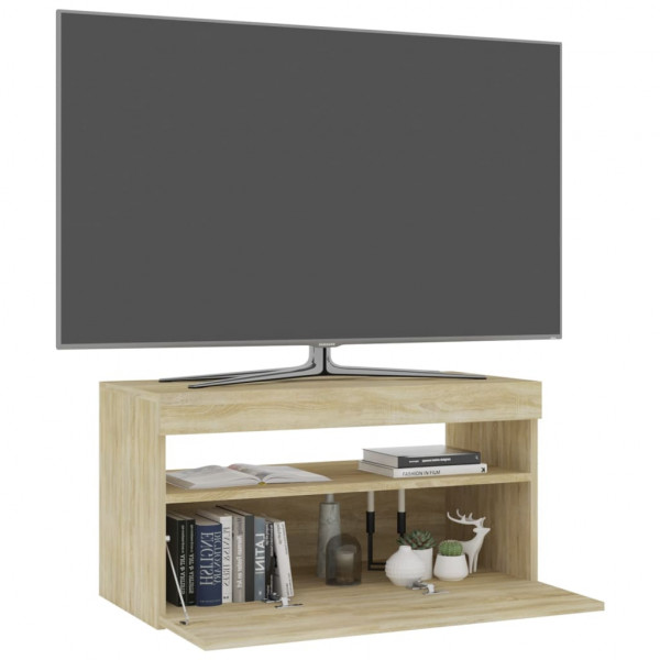 Mueble de TV con luces LED roble Sonoma 75x35x40 cm M 3