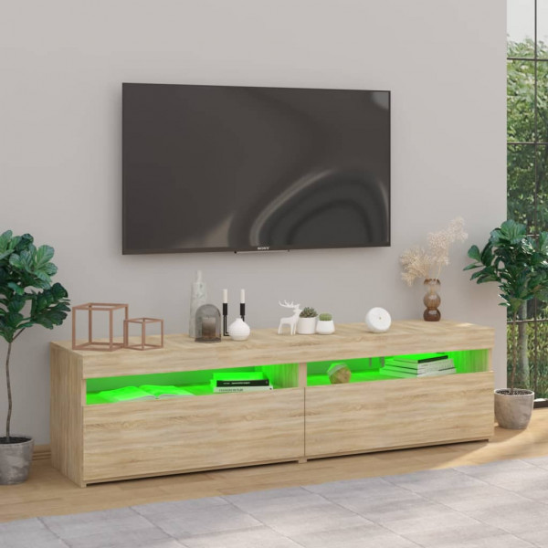 Muebles de TV con luces LED 2 unidades roble Sonoma 75x35x40 cm M 5