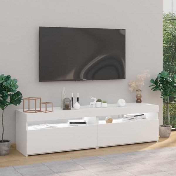 Muebles de TV con luces LED 2 uds blanco brillante 75x35x40 cm M 4