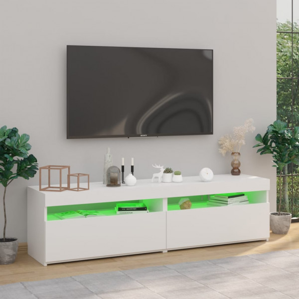 Muebles de TV con luces LED 2 uds blanco brillante 75x35x40 cm M 5