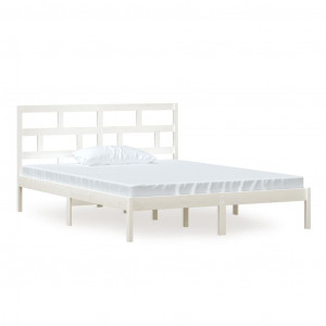 Estructura de cama madera maciza blanca king size 150x200 cm H