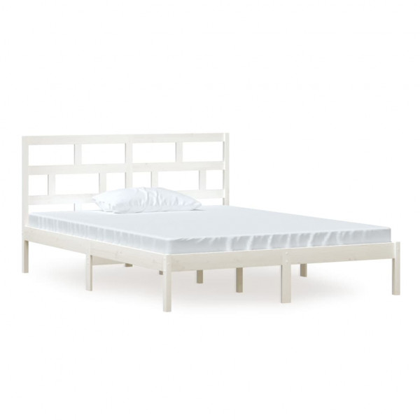 Estructura de cama madera maciza blanca king size 150x200 cm M 2