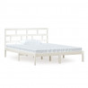 Estructura de cama madera maciza blanca king size 150x200 cm 2