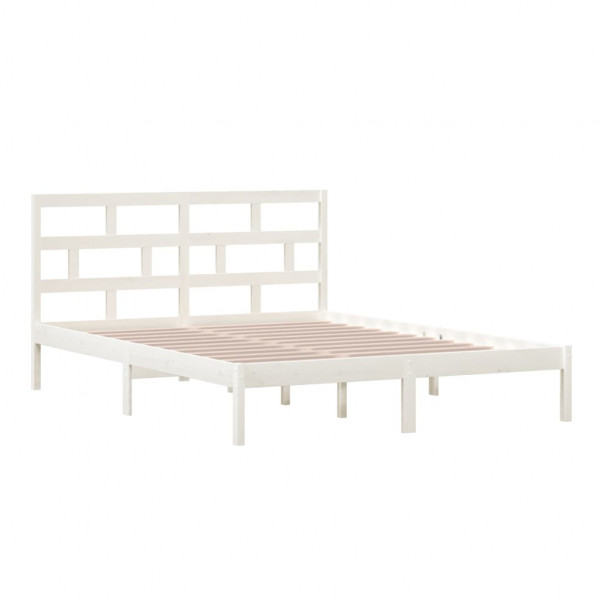 Estructura de cama madera maciza blanca king size 150x200 cm M 3