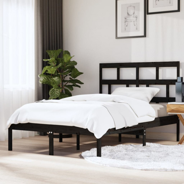Estructura de cama madera maciza negro king size 150x200 cm D