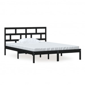 Estructura de cama madera maciza negro king size 150x200 cm H