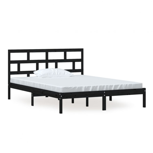 Estructura de cama madera maciza negro king size 150x200 cm M 2