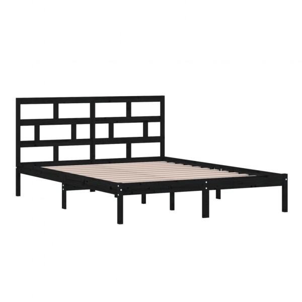 Estructura de cama madera maciza negro king size 150x200 cm M 3