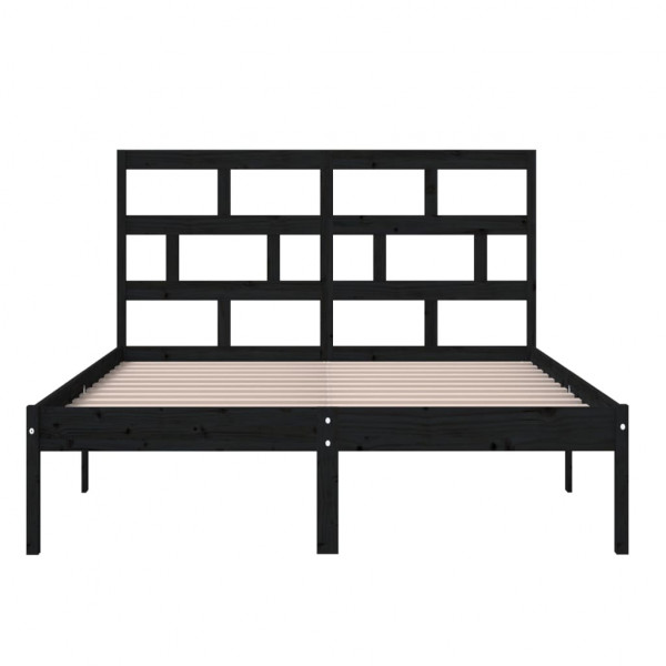 Estrutura de cama king 150x200 cm madeira maciça preto M 4