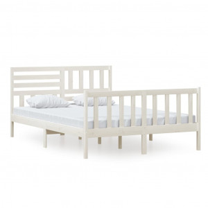 Estrutura de cama 140x200 cm madeira maciça branco H