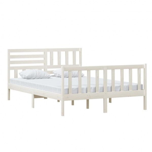 Estructura de cama de madera maciza blanca 140x200 cm M 3