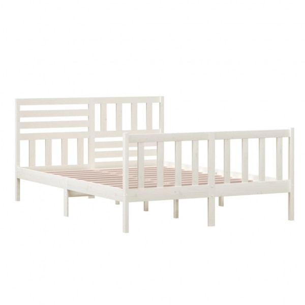 Estructura de cama de madera maciza blanca 140x200 cm M 4