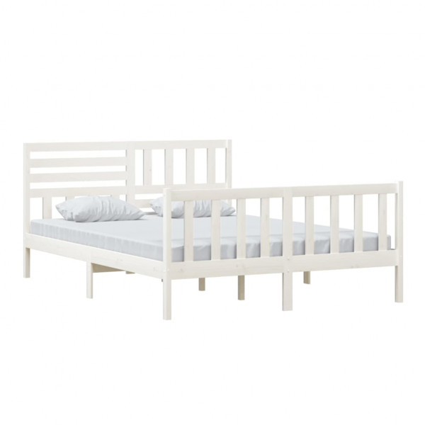 Estrutura de cama king 150x200 cm madeira maciça branco M 3