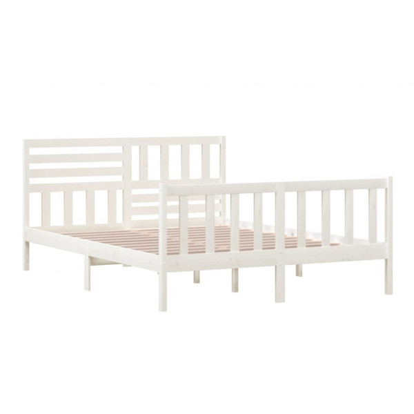 Estrutura de cama king 150x200 cm madeira maciça branco M 4