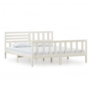 Estructura de cama madera maciza blanca 180x200 cm H