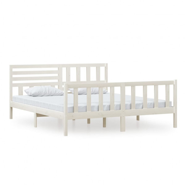 Estructura de cama madera maciza blanca 180x200 cm M 2