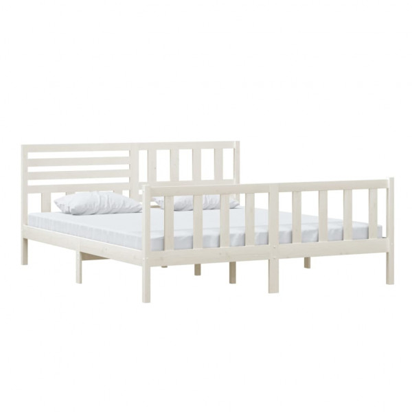 Estructura de cama madera maciza blanca 180x200 cm M 3