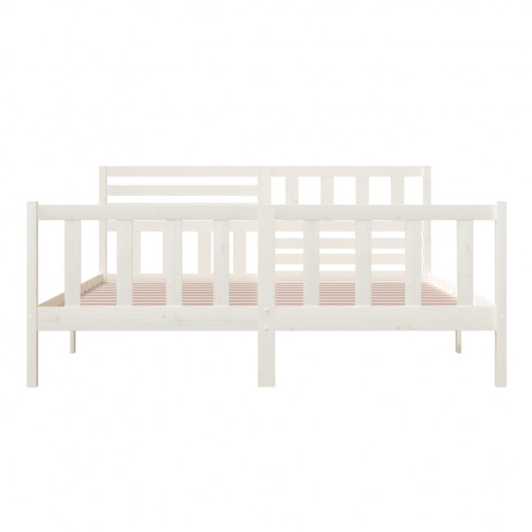 Estrutura de cama super king 180x200 cm madeira maciça branco M 5