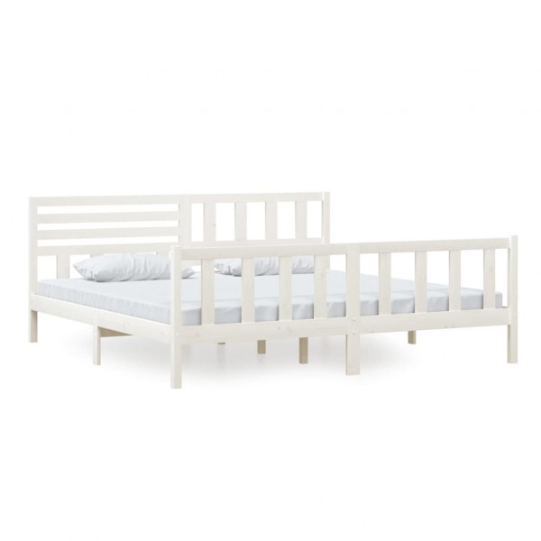 Estrutura de cama 200x200 cm madeira maciça branco M 2