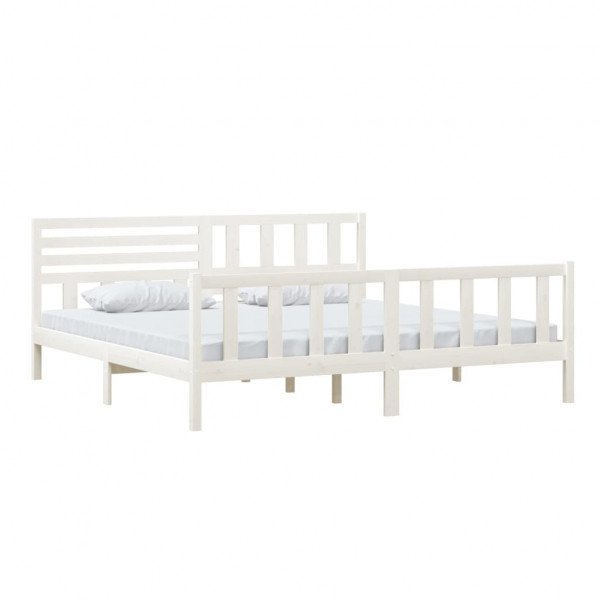 Estrutura de cama 200x200 cm madeira maciça branco M 3