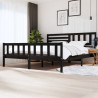 Estructura de cama de madera maciza negra 200x200 cm 1