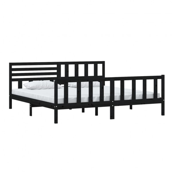 Estructura de cama de madera maciza negra 200x200 cm M 3