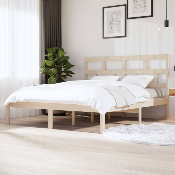 Estructura de cama de madera maciza de pino 160x200 cm D