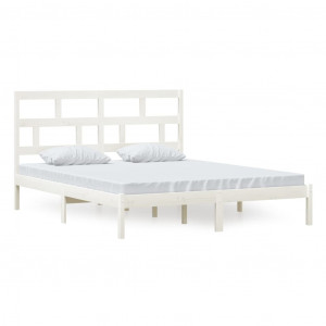 Estructura de cama de madera maciza de pino blanco 160x200 cm H