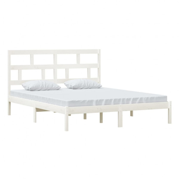 Estructura de cama de madera maciza de pino blanco 160x200 cm M 3