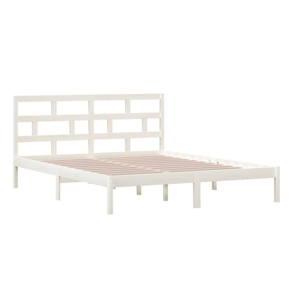 Estrutura de cama 160x200 cm madeira de pinho maciça branco M 4