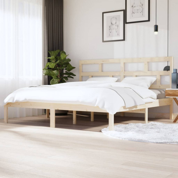 Estructura de cama de madera maciza de pino 200x200 cm D