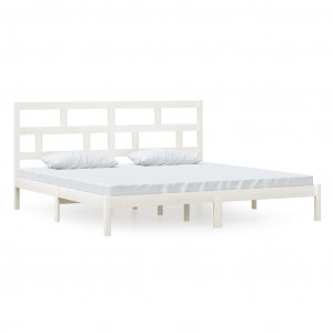 Estructura de cama madera maciza de pino blanco 200x200 cm H
