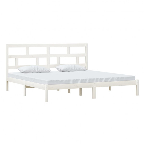 Estrutura de cama 200x200 cm madeira de pinho maciça branco M 3