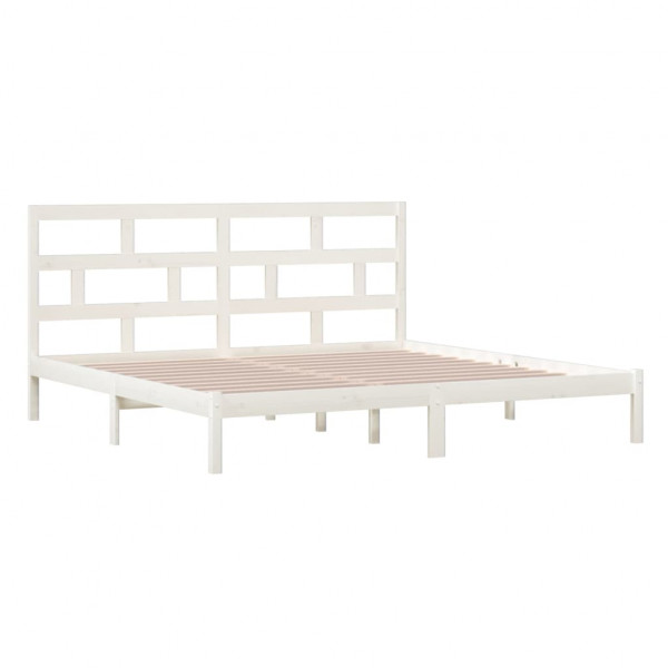 Estructura de cama madera maciza de pino blanco 200x200 cm M 4