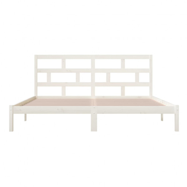 Estructura de cama madera maciza de pino blanco 200x200 cm M 5