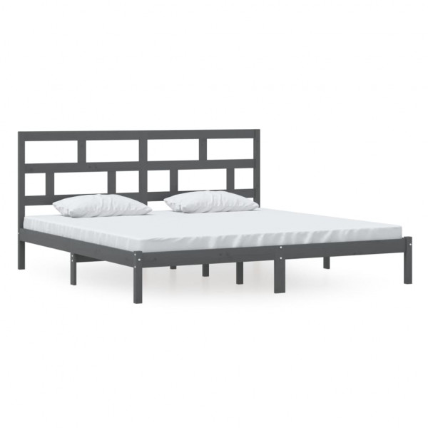 Estructura de cama de madera maciza de pino gris 200x200 cm M 2