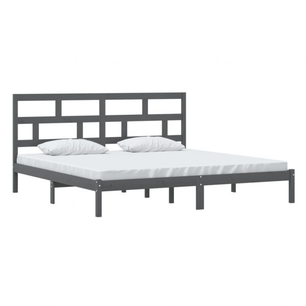 Estructura de cama de madera maciza de pino gris 200x200 cm M 3