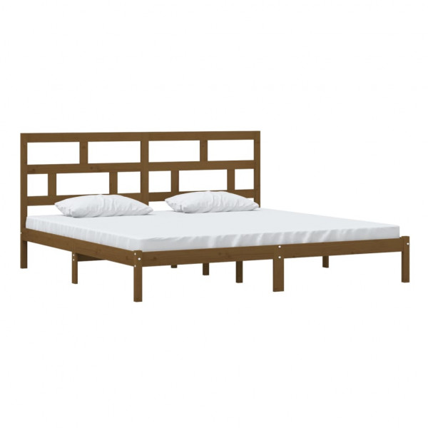 Estructura de cama madera maciza de pino marrón miel 200x200 cm M 3