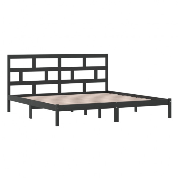 Estructura de cama de madera maciza de pino negra 200x200 cm M 4