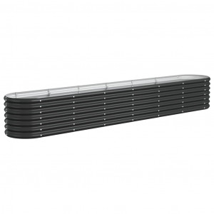 Canteiro elevado jardim 260x40x36 aço revestido a pó antracite H